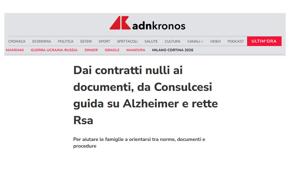 Dai contratti nulli ai documenti, da Consulcesi guida su Alzheimer e rette Rsa