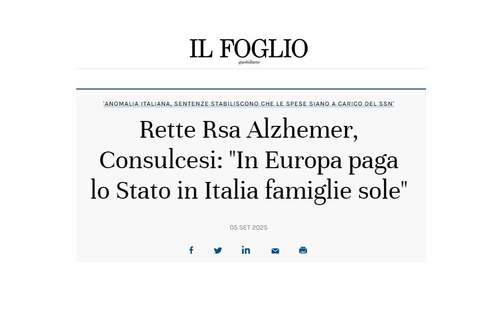 Rette Rsa Alzheimer, Consulcesi: "In Europa paga lo Stato, in Italia famiglie sole"